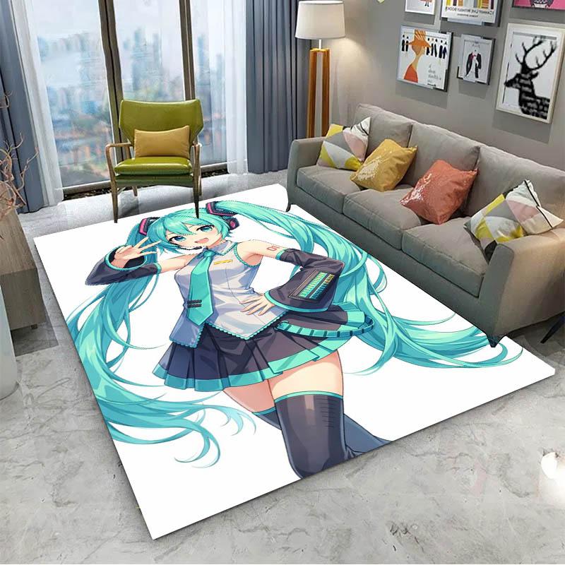 Alfombra 3D de Anime H-Hatsune V-Vocaloid Kawaii Girls para Decoración de Habitación Hogar Niños Regalo Puerta Alfombra para Zona Infantil Felpudo Antideslizante