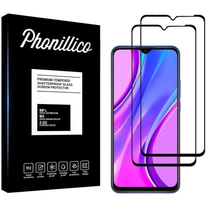 Verre Trempé - Phonillico® - Xiaomi REDMI 9/9A/9C NFC - Pack de 2 - Transparent - Bord Noir