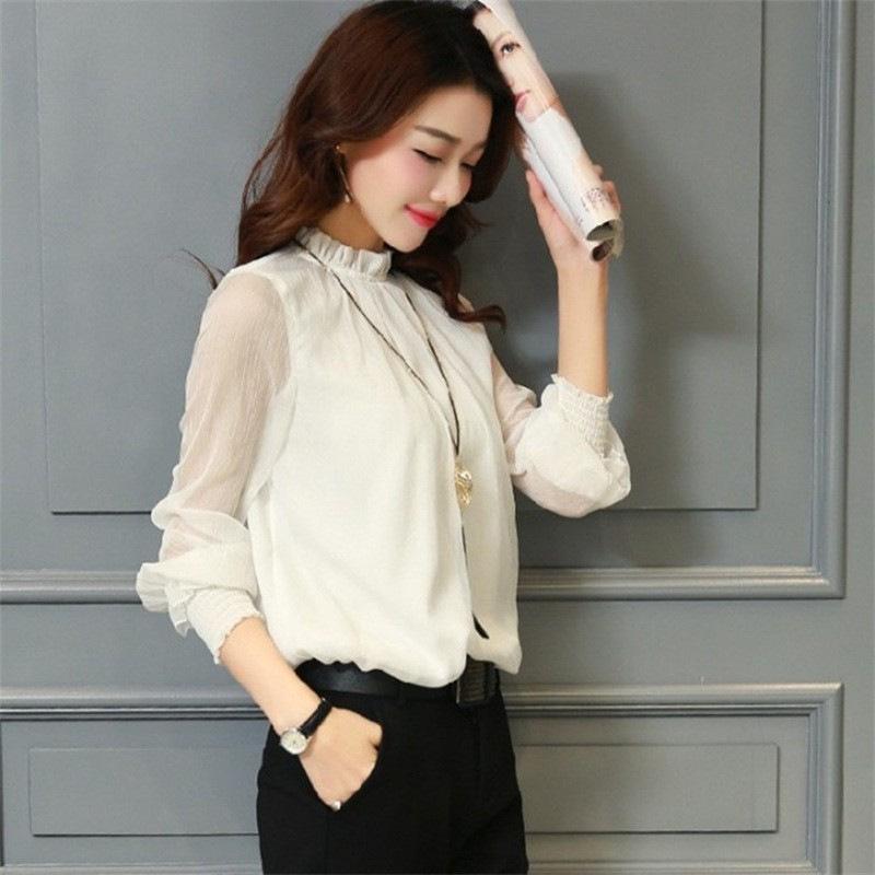 Übergröße Chiffonbluse - Damen 2025 Frühling/Herbst Mesh Rüschen Langarm Leichtes Sonnenschutz-Top