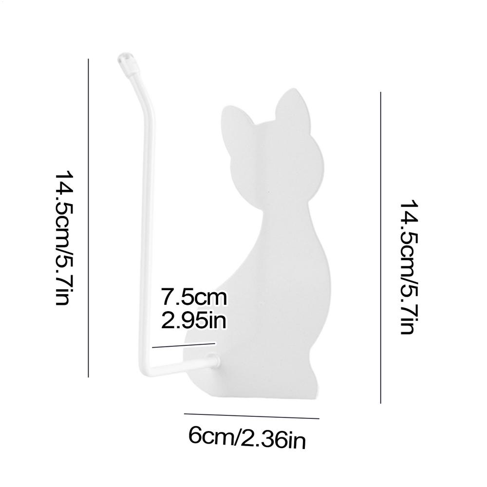 Bathroom Paper Towel Holder Stainless Steel Storage Shelf with Cat Design Mount Organization for Guest House Travel Fridge