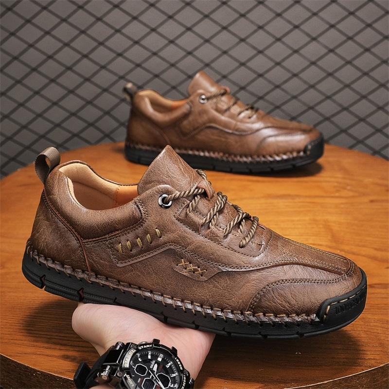 Hot Sale Soft Sole Lace-up Hiking Shoes Leisure Business Man Sneakers Lightweight Loafers Genuine Leather Casual Shoes Trainers