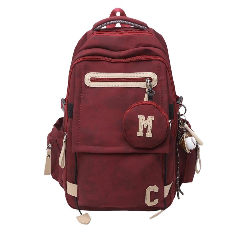 Junior High School Student Schoolbag Men's Large Capacity Backpack Print Women's Travel Backpack with Coin Purse