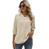 Spring and Summer Women's T-shirt Stand-up Collar Mid-sleeve Shirt Jacquard Hairball Casual Blouse Loose Top Shirt