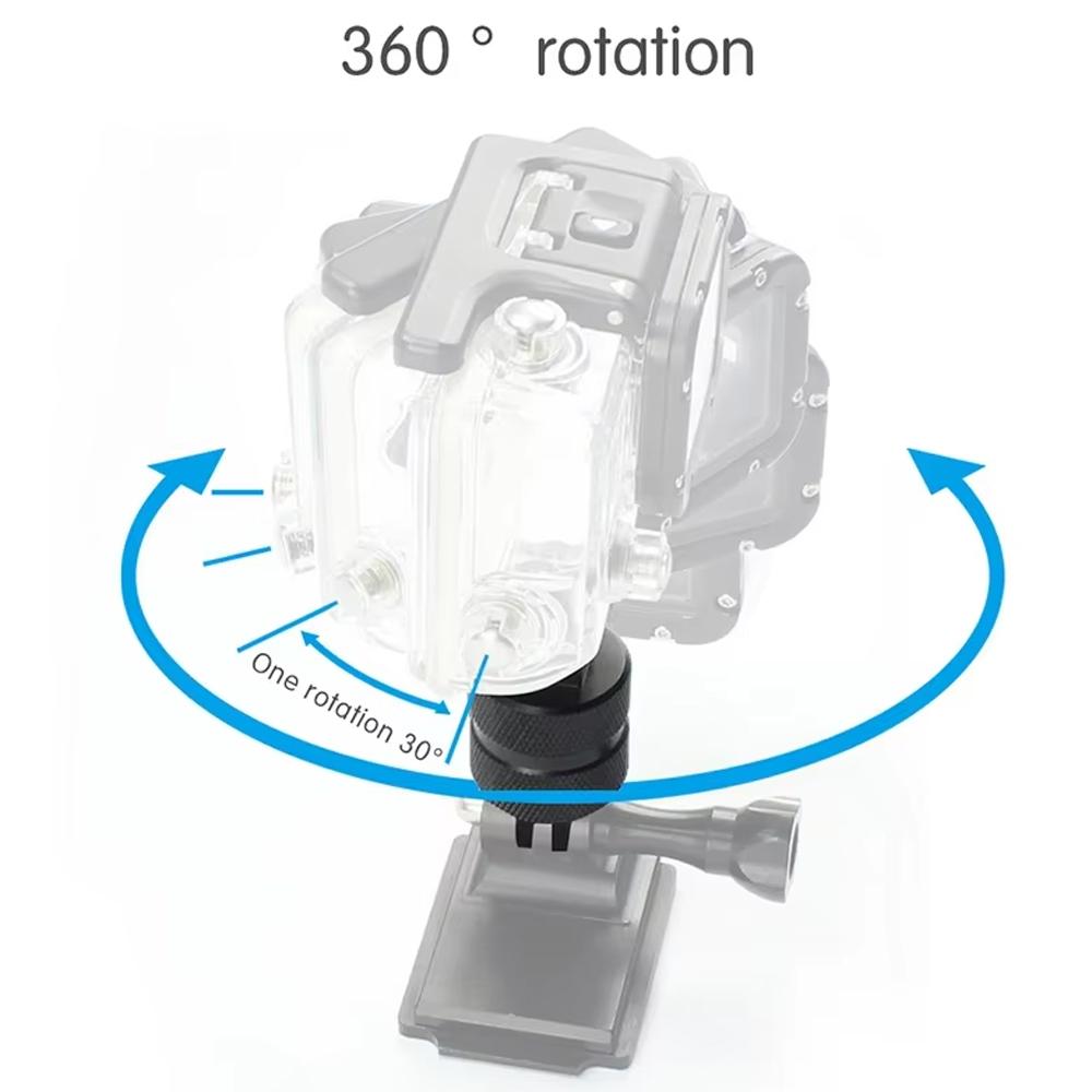 Aluminum Alloy 360° Rotatable Mount Adapter for GoPro Hero 13 12 11 10 9 8, Swivel Action Camera Connector for Helmet Bike Mount