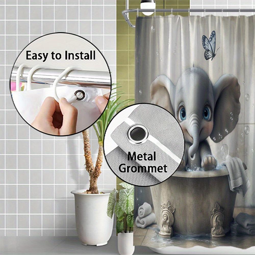 Adorable Baby Elephant Shower Curtain -Whimsical Bath Time Design for a Fun and Cozy Bathroom,Perfect for Kids and Animal Lovers