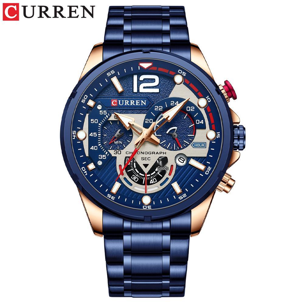 CURREN 8395 Men s Waterproof Quartz Watch with Calendar  Steel Band - Multifunctional Business Style