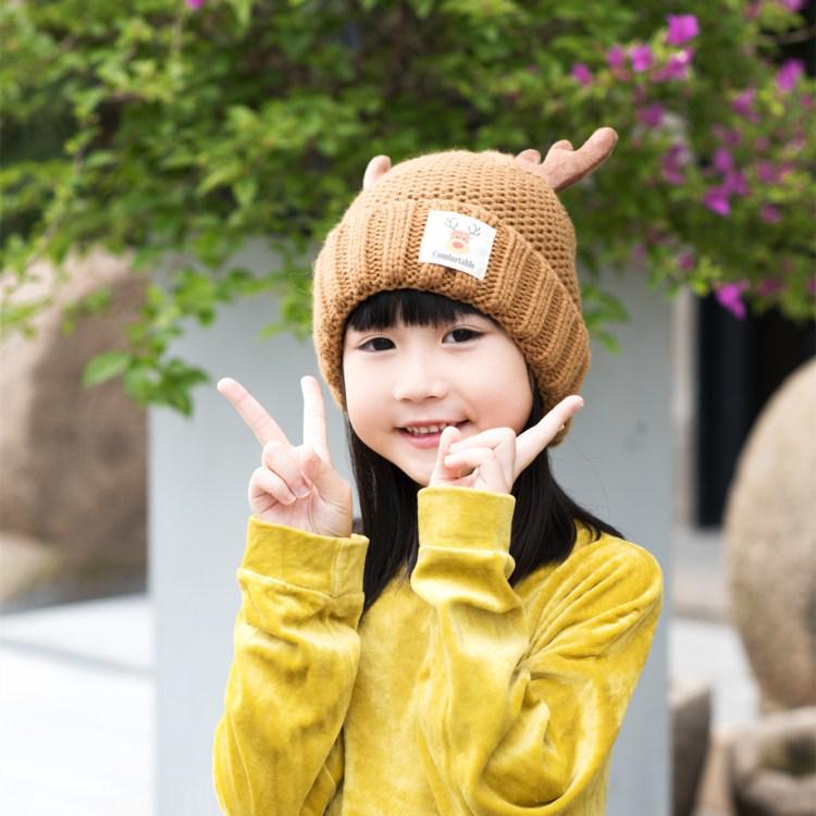 

Детская зимняя шапка с рогами, на флисовой подкладке и теплая, милый пуловер в корейском стиле для рождественского наряда родителя и ребенка One Size хаки