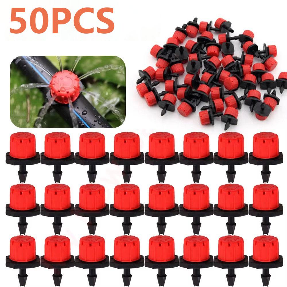 

50PCS 360 Degre Adjustable Irrigation Drippers Adjustable Sprinkler Flow Head New Sprinklers red