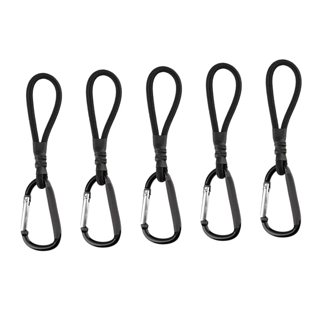 5pcs Tent Fixing Bungee Cord Versatile Elastics Rope Strong Load Bearing Hook with Quickly Attach Carabiner Clip