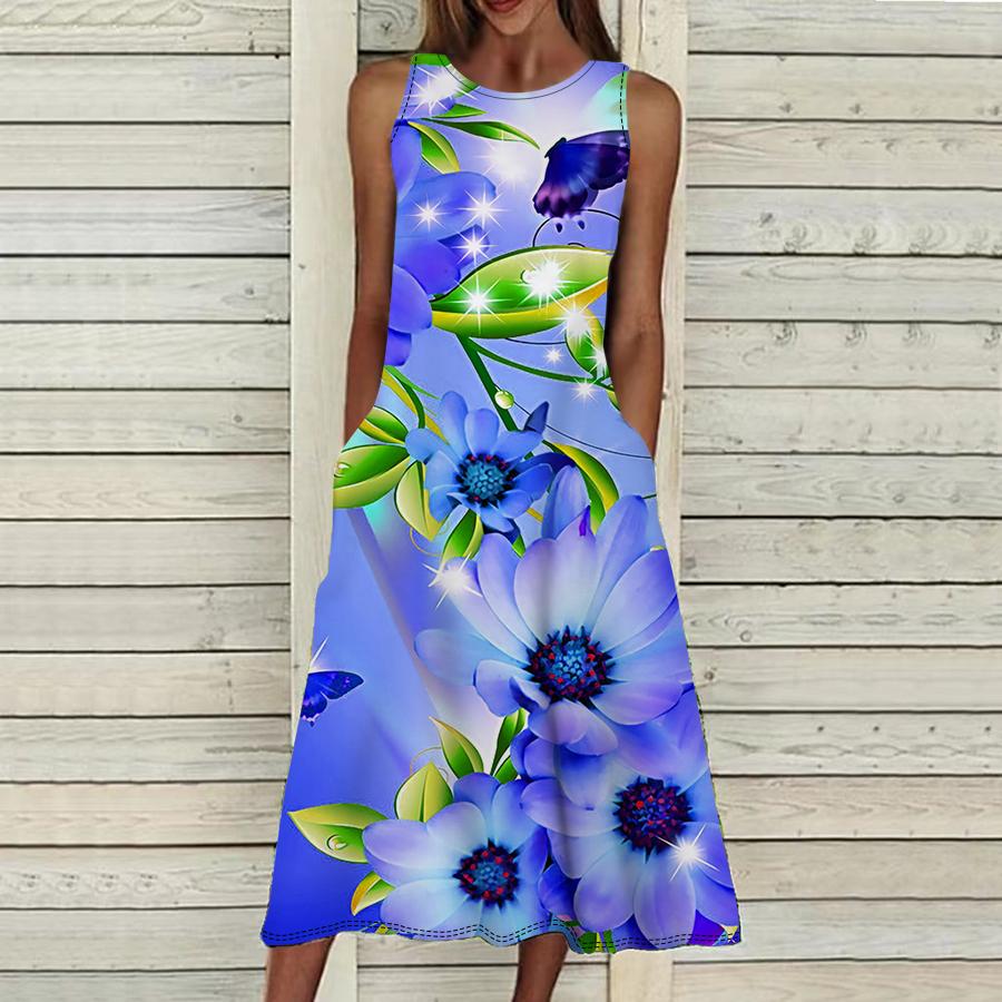 

Летнее модное сексуальное платье без рукавов, мягкое повседневное платье с 3D цветочным принтом, платье на бретельках без рукавов, летнее платье на подтяжках