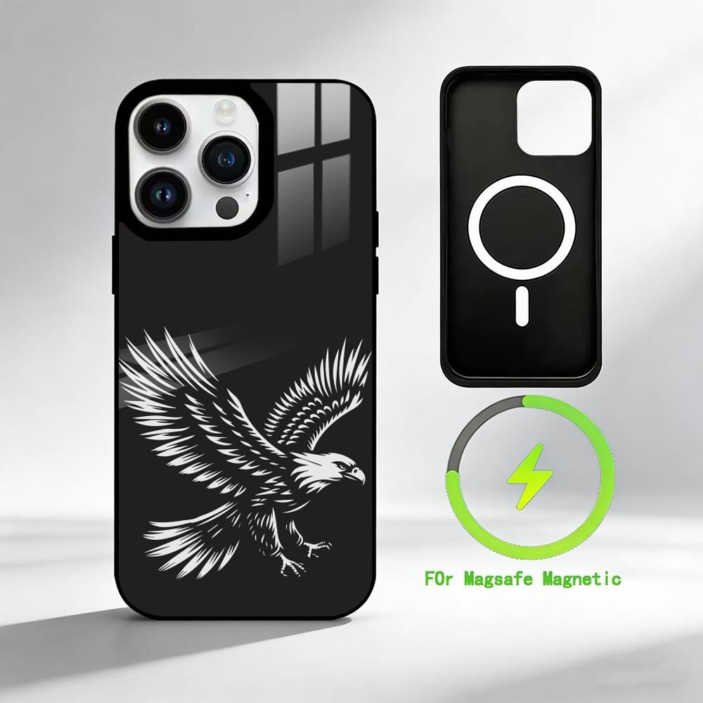 B-bald Eagle Phone Case For iPhone 17 16 15 14 13 12 Pro Max Plus for Mirror Wireless Magnetic Cover