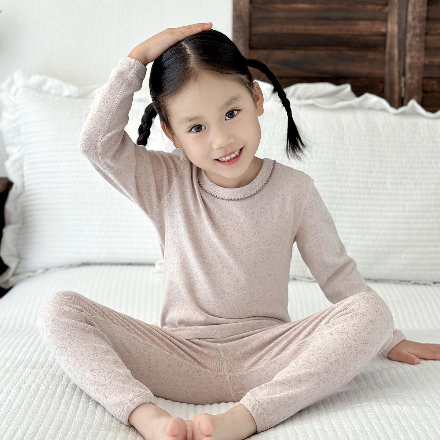 

Детская осенняя пижама из чистого хлопка класса А: Теплый комплект нижнего белья для мальчиков и девочек-подростков 110 (Height ~1m)