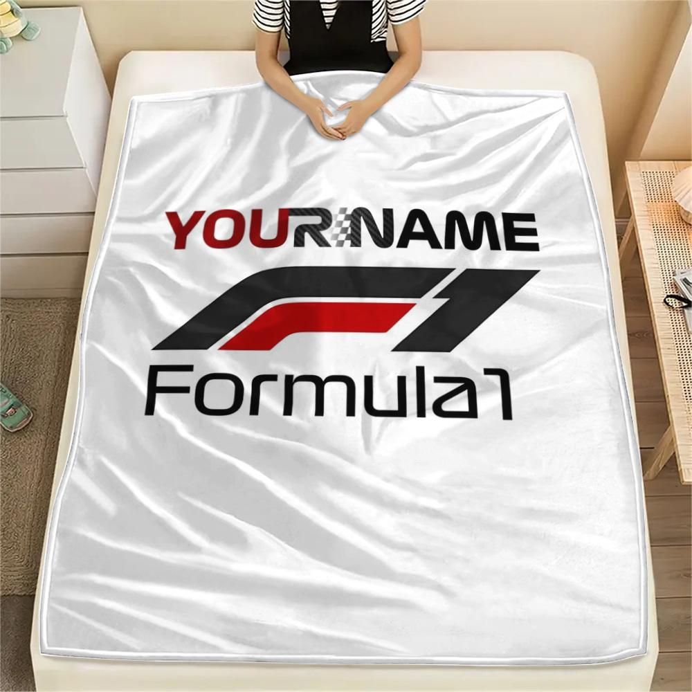 1PC F1 Gear Custom Name Patterned Flannel Blanket Suitable For All Seasons For Home Decor Warmth And Comfort Gifts Holiday Present