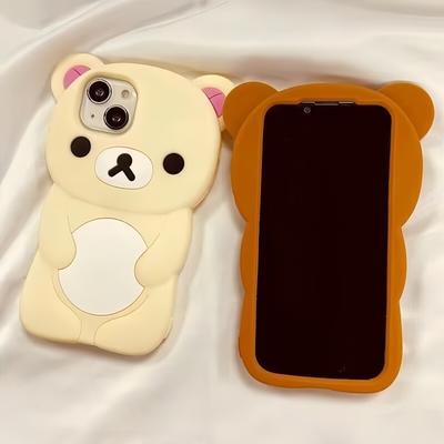 Cute Cartoon 3D Rilakkuma Phone Case For iPhone 16 15 14 13 12 11 Pro X XS Max XR 6 7 8 Plus Soft Silicone Cover