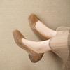 Versatile super soft sheepskin thick heel grandma shoes women's 2025 new leather low heel shallow mouth splicing square head beanie shoes autumn