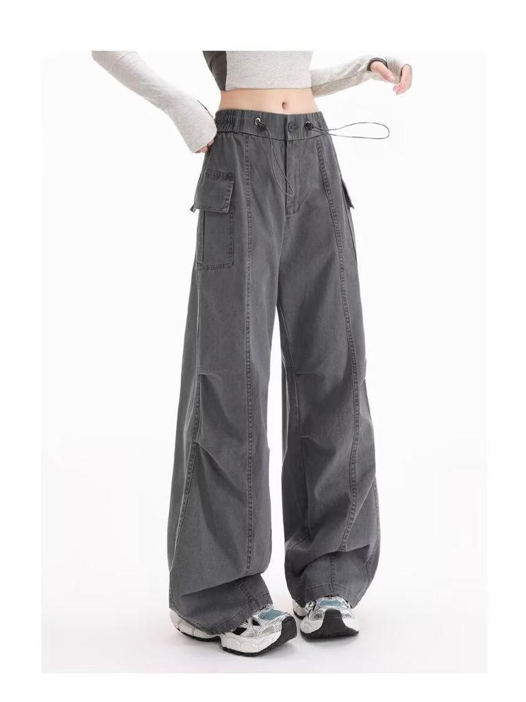 Korean Style Women's Casual Cargo Pants - Spring/Summer Straight Fit