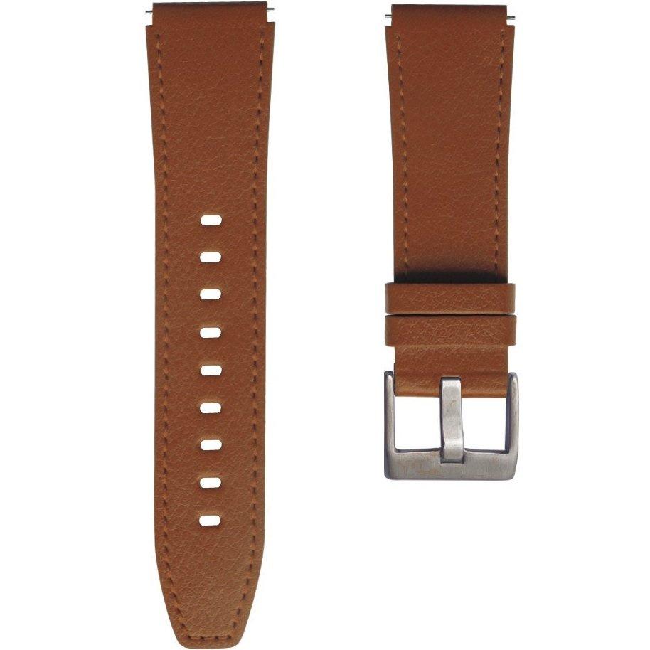 Universal Leather Strap 22mm, Grained Texture, Brown