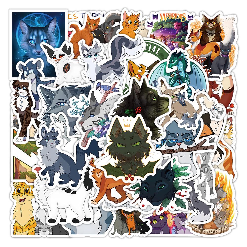 50 Cat Warrior Waterproof Graffiti Stickers for DIY Notebooks and Suitcases - 50 Sheets
