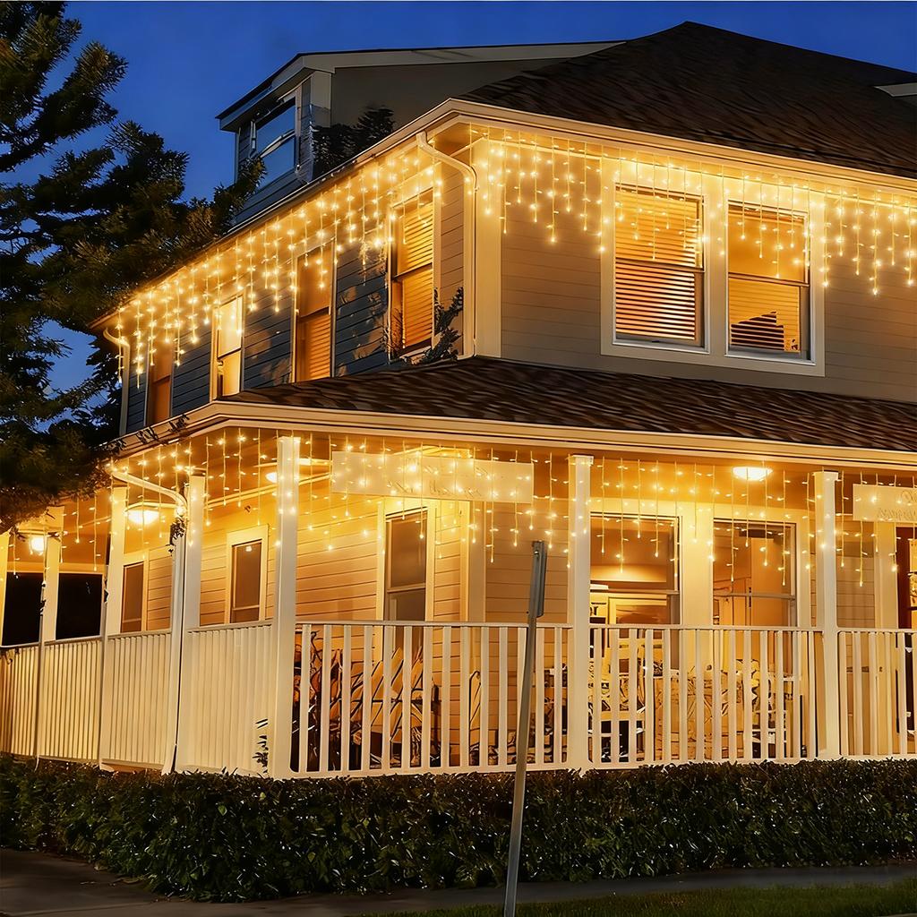 1PC 96 LED Icicle String Lights with USB Powered 8 Modes Outdoor Indoor Hanging Lights Suitable For Bedroom Garden Wedding Decor