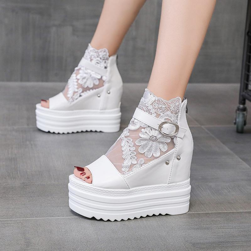 Fashion Fairy Style Thick Soled Sandals for Women Wearing Summer 12cm Thick Heels with Fashionable Beach Shoes