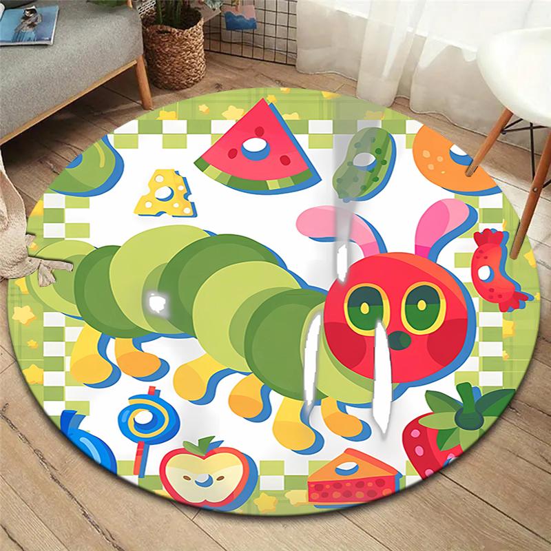 

The Very Hungry Caterpillar Round Area Rug,Carpet Rug for Living Room Bedroom Sofa Playroom Decor,Non-slip Floor Mat 100cmx100cm