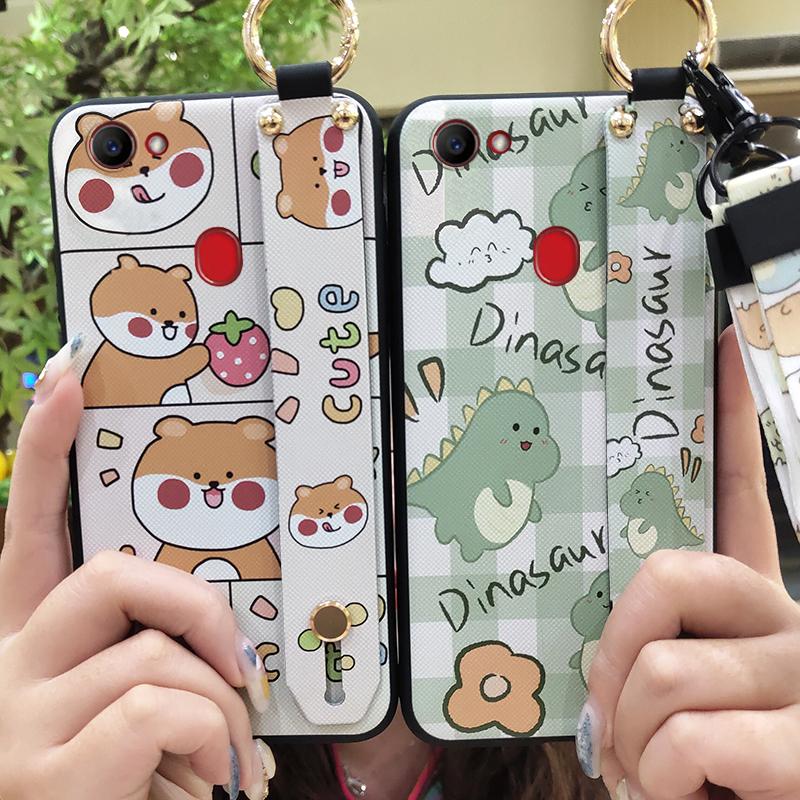 Kickstand Anti-knock Phone Case For OPPO F7 Ring Protective Wrist Strap Phone Holder Wristband Dirt-resistant Durable