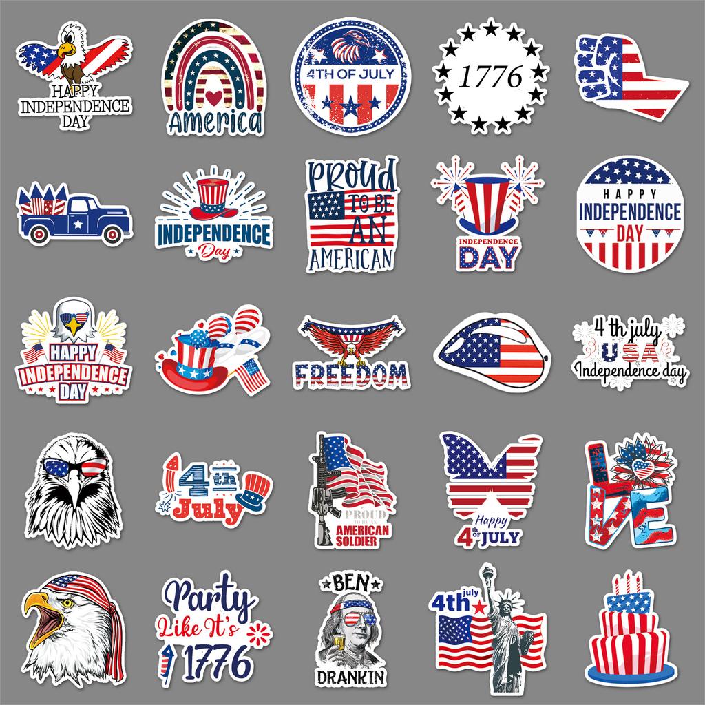 50 Photos of American Independence Day Graffiti Personalized Creative Decoration Mobile Phone Case Water Cup Suitcase Stickers Waterproof