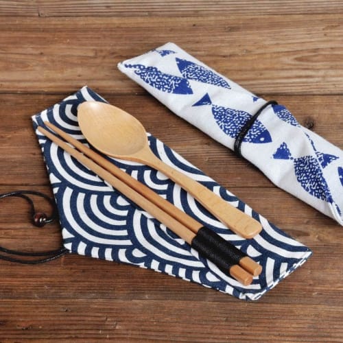 SITEDAN Chopstick Cases, Cutlery Storage Bags (10-Pack), Portable, Can Also Be Used As a Chopstick Holder or Fan Case, Linen Pouch, Fabric Wrap, Cute