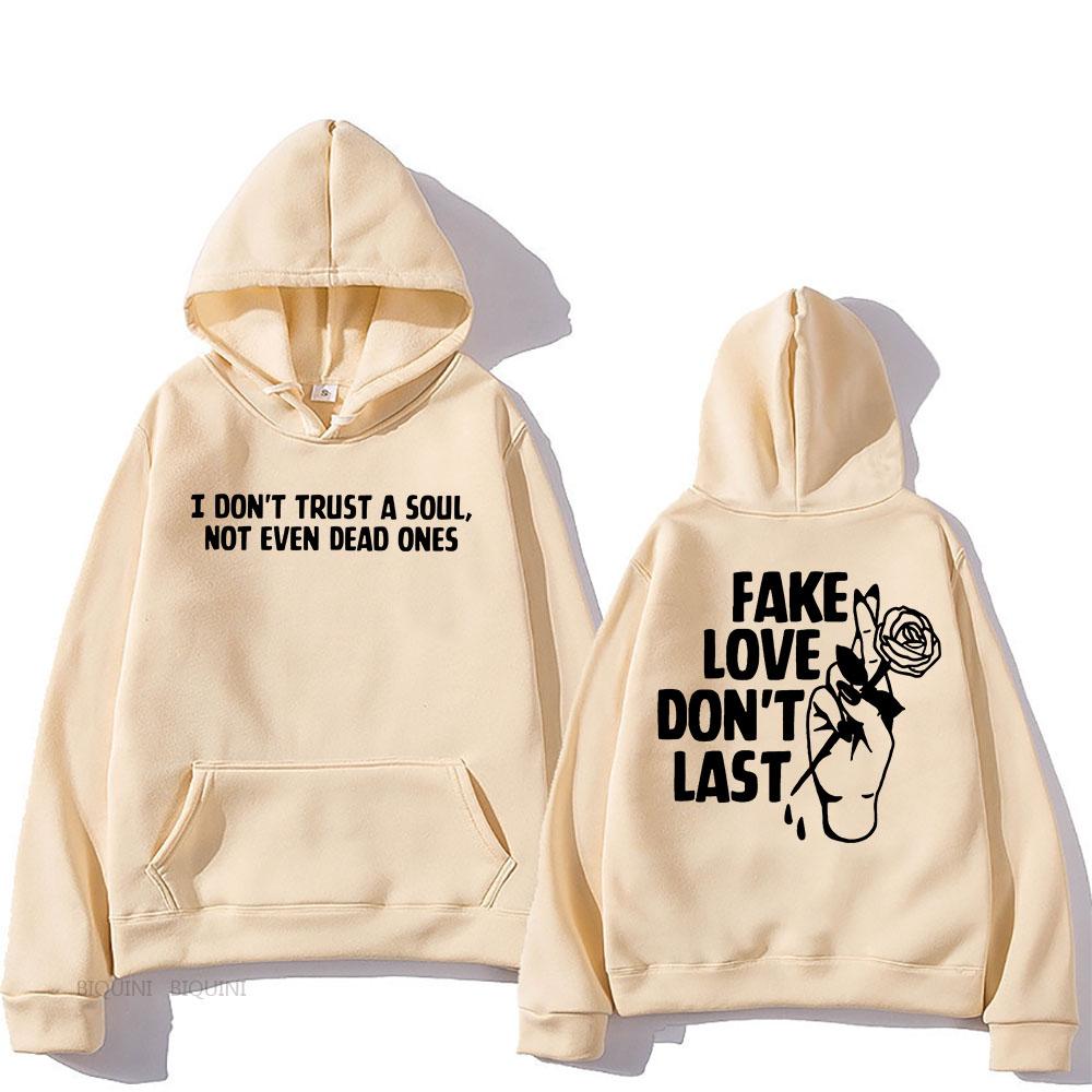 Fake Love Don't Last Hoodies Rapper Mgk Machine Gun Kelly Sweatshirts for Men/Women Hip Hop Graphic Printing Pullovers Hooded