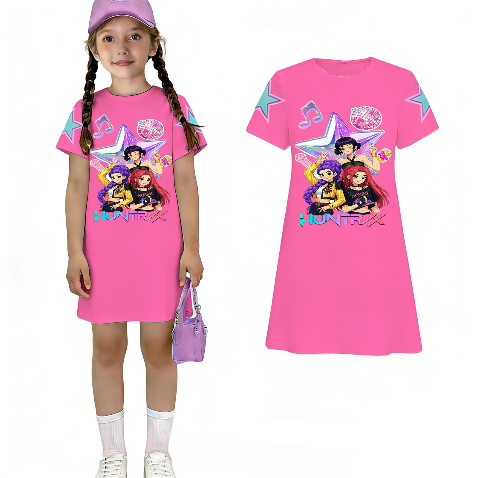 Children s Casual Round-neck Pullover Short-sleeved Dress 110