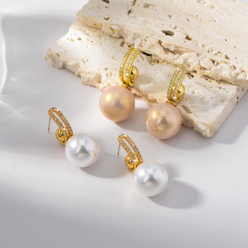 Elegant Multi-Wear Pearl Earrings Women Vintage French Chic Minimalist Studs With White Or Pink Imitation Pearls