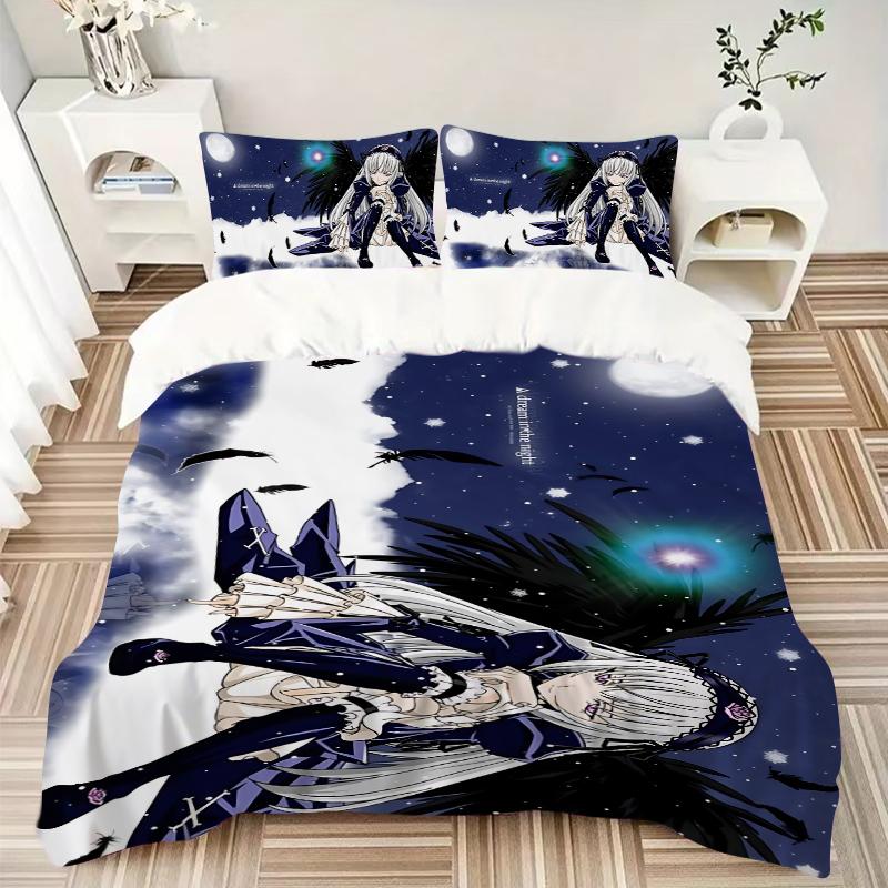 Ethereal Angel Moonlight Printed 3pcs Bedding Set Soft Microfiber 1 Duvet Cover And 2 Pillowcases Home Bedroom Decor Xmas Gift K1878