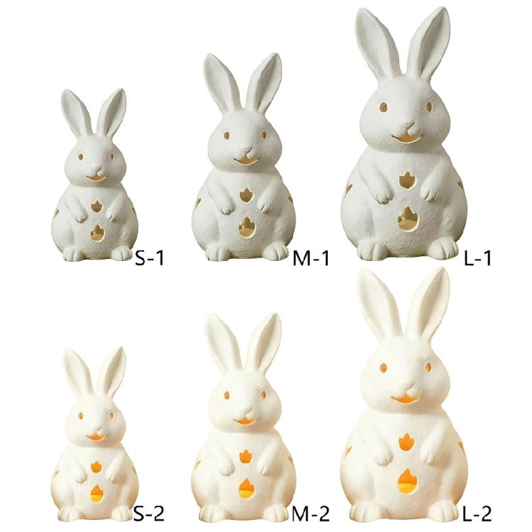 Easter Rabbit Candle Holder Cute Spring Resin Bunnies Tealight Candle Stand with Hollow Out Design Decorative Accessories