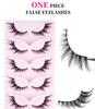 5 Pairs of Diagonal Flying Fox False Eyelashes, Natural Thick Curled Eyelashes, Simulated Cat Eyelashes