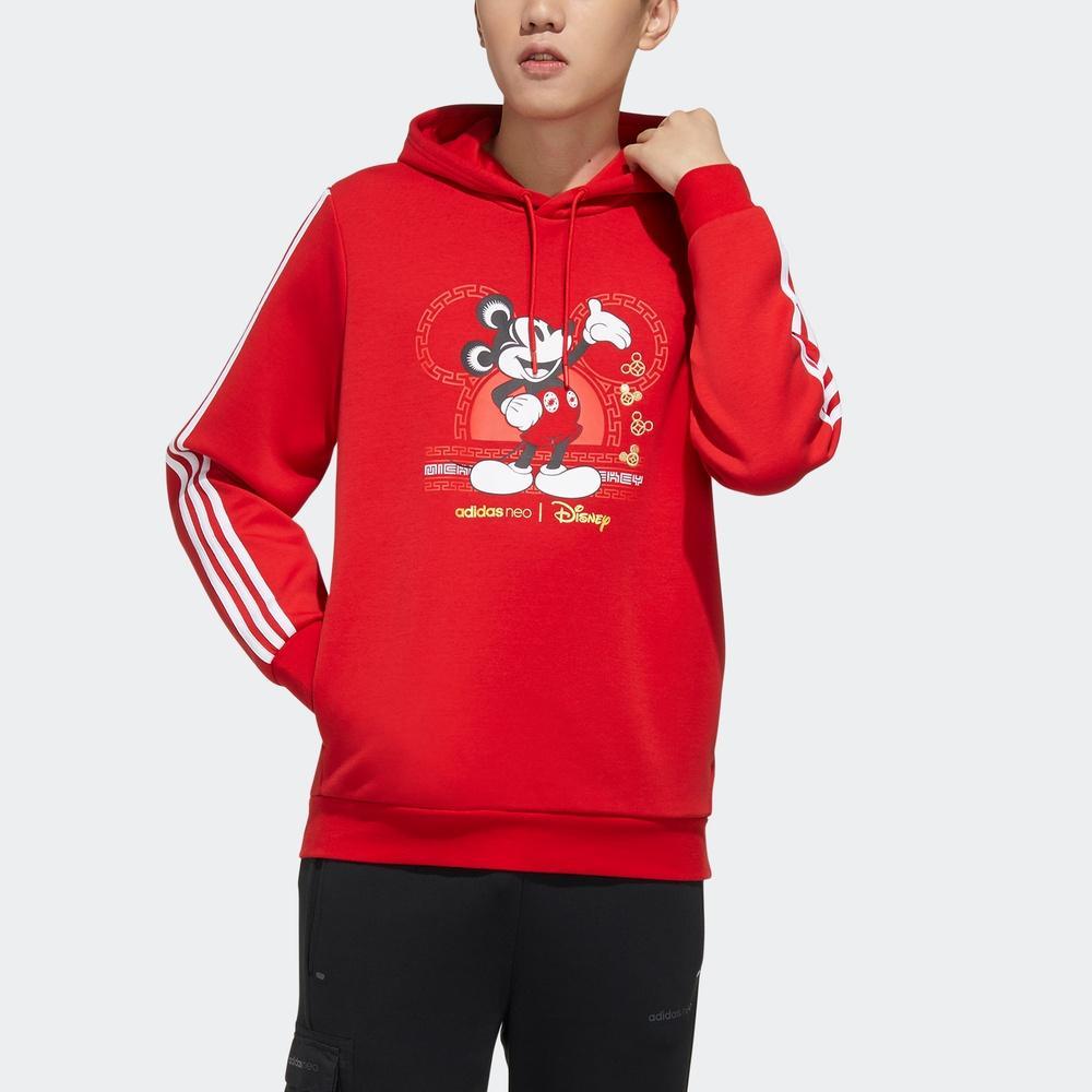 Adidas Neo X Disney Collaboration New Year Limited Edition Mickey Element Sports Hoodie Men Hoodie Light-Crimson GE7767