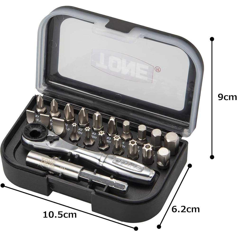TONE BRS20 Bit Ratchet Set 1/4 Inch 22 Pieces Black