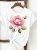 (Asian Size) trend flower cute Woman Women Fashion Tee Top Print Female Clothing Short Sleeve T Shirt Graphic T-shirts