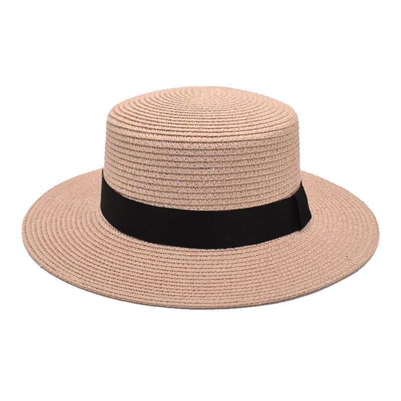 Summer Sun Protection Beach Flat Top Straw Hat Straw Shading Hat Beach Big Eaves Hat