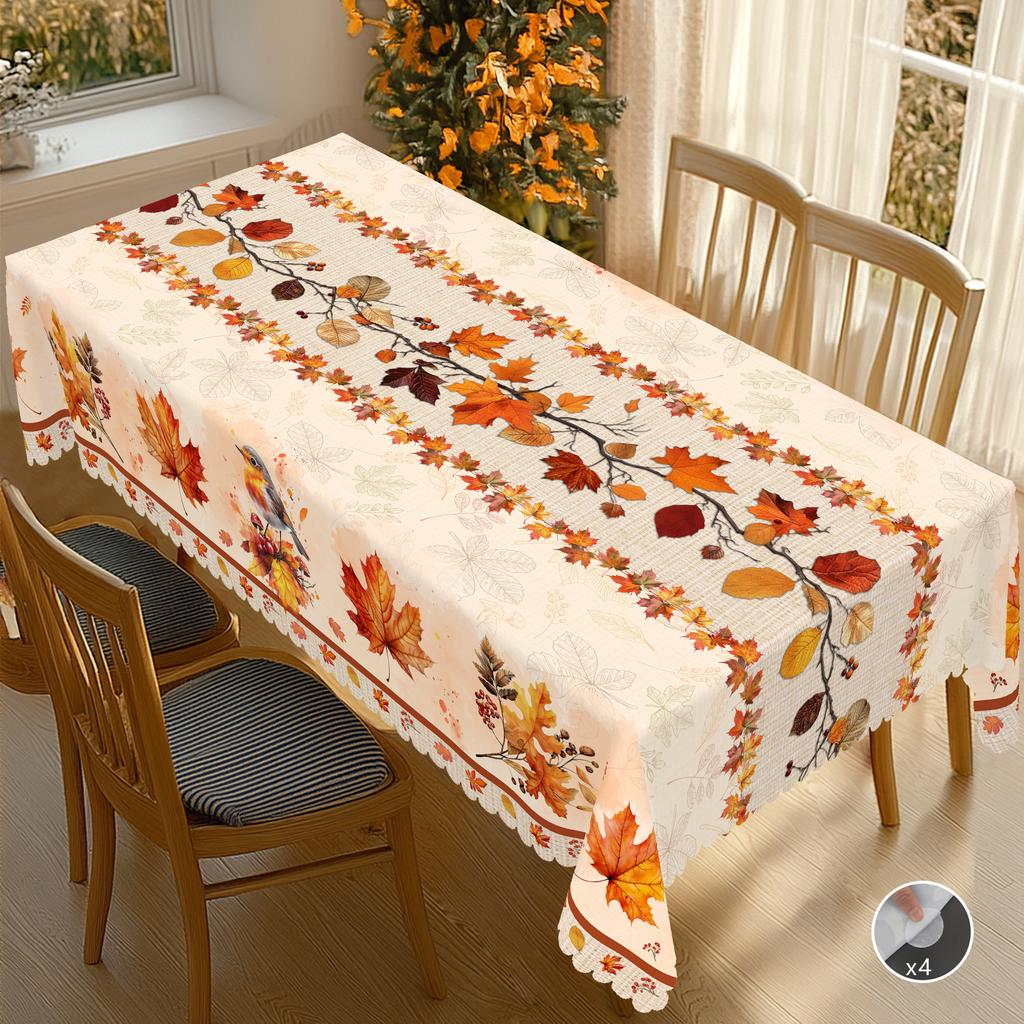 1 Piece Of Maple Leaf Patterned Autumn Tablecloth, Vintage Rectangular Round Tablecloth, Suitable For Thanksgiving Holiday Party Autumn Decorations, I