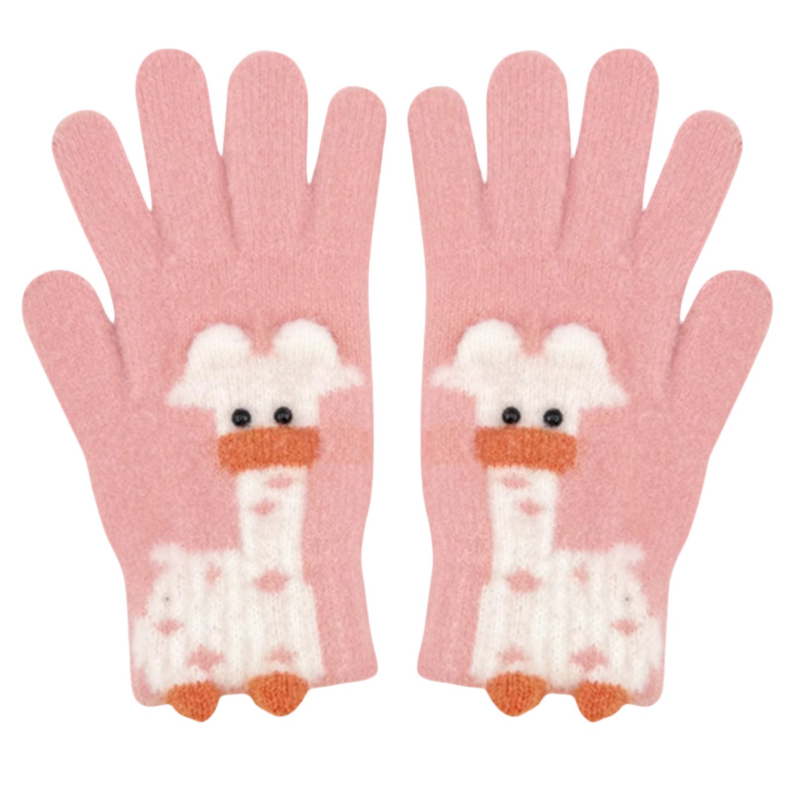 

1pair Touchscreen Plush Knitted Gloves Thick Warm Mittens Women Winter Mittens for Daily Commutes розовый