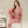 Plant-Printed Pajamas Women'S Spring And Summer High-End Two-Piece Set, Sweet Casual And Comfortable Loungewear