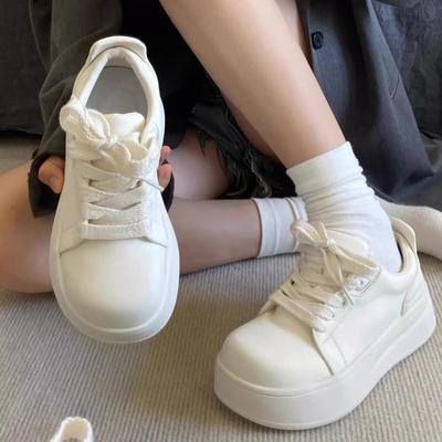 Soft Cowhide~ Gu Qianqian Mango Head Leather Bread Shoes Women's Thick-soled Versatile Casual Little White Shoes Tide