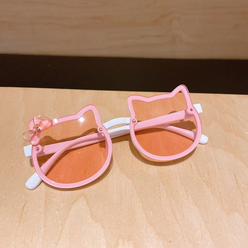 Ny Koreansk Stil Kattform Barns Söta Tecknade Solglasögon Barn Anti UV Glasögon Runda Färgglada Solglasögon