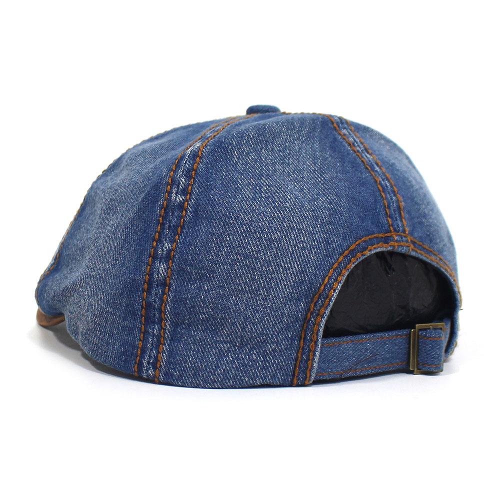 Neu gewaschener Denim-Baumwoll-Achtkant-Hut Mode-Barett für Herren und Damen Verstellbare Kappe