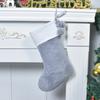 Large Plush Christmas Socks Party Holiday Decoration Storage Gift Bag with Furball Solid Color Christmas Socks