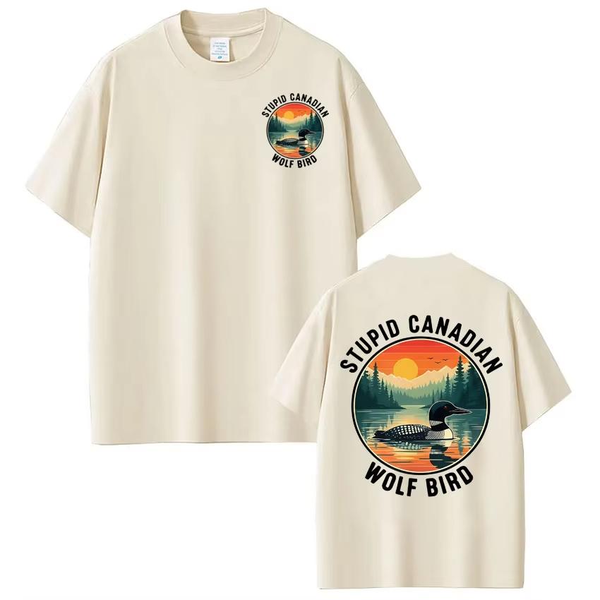 Dummer Kanadischer Wolfsvogel Lustiges Meme T-Shirt Herren Damen Mode Harajuku T-Shirts Kurzarm Lässig Reine Baumwolle Oberteil Fan Geschenke