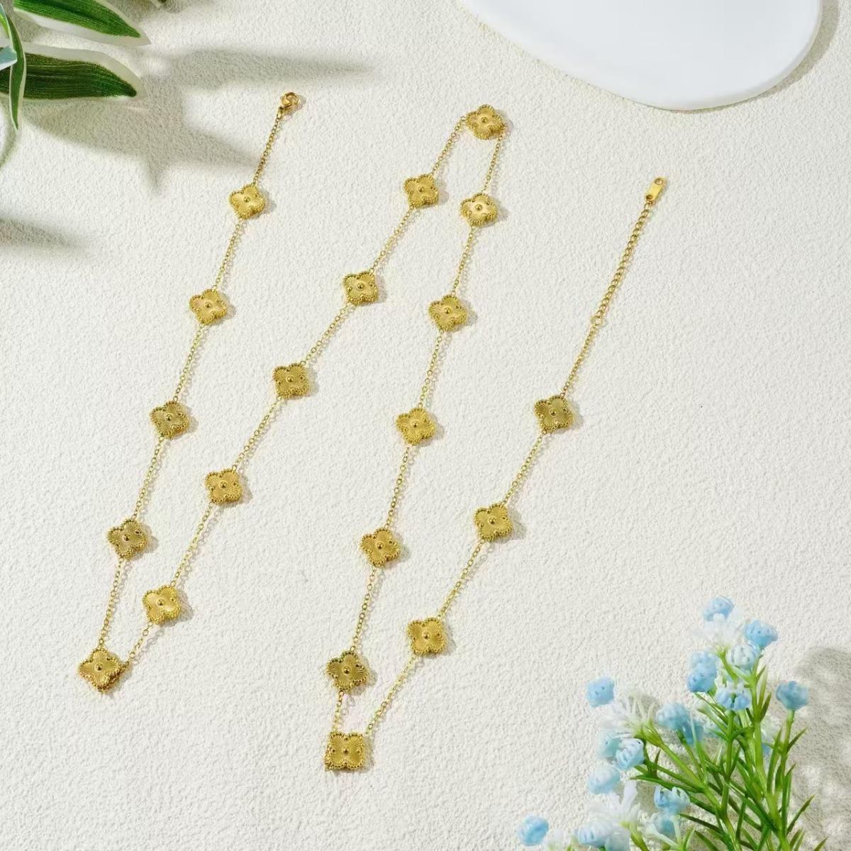 

18K Lucky Four Leaf Clover ожерелье 90 см длиной 20 цветков перламутровой цепочки свитера женское ожерелье высокого класса