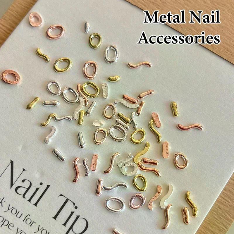 20 stuks Onregelmatige Metalen Nail Art Charms Sieraden Barok Platte Bodem Ovaal Holle Vorm Gedraaide Nagel Accessoires