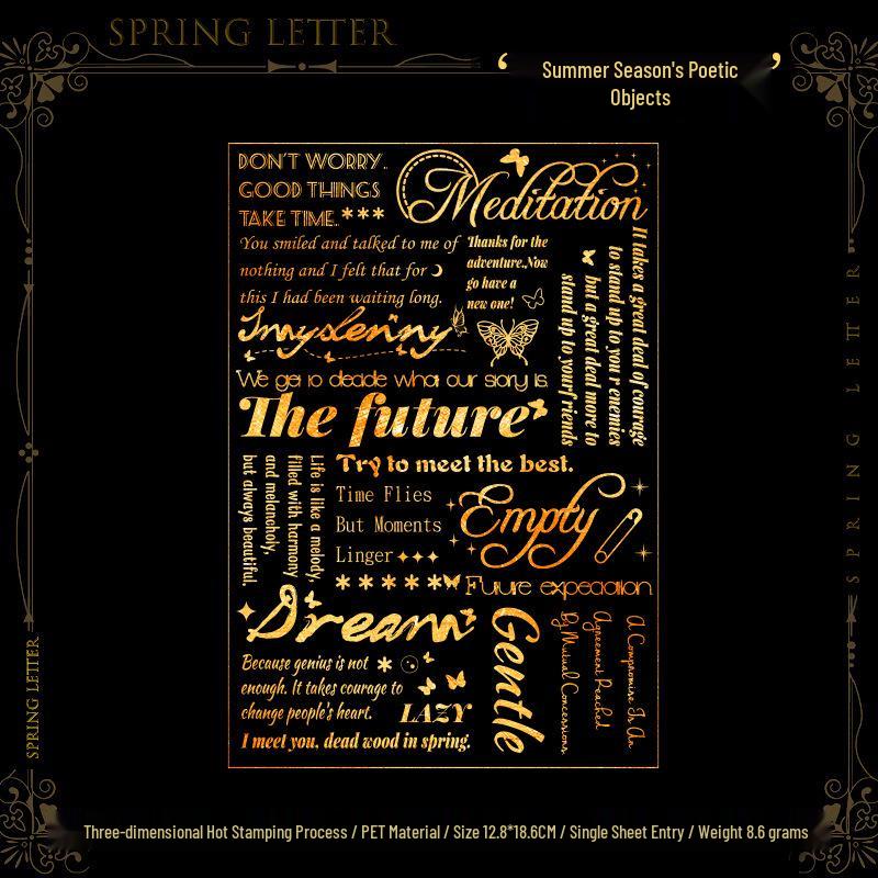 Yuxian English Theme PET Hot Stamping Spring Stickers - 4 Styles