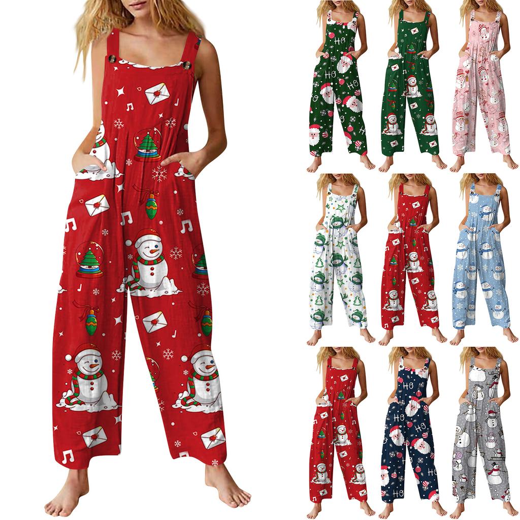 Womens Casual Overalls Jumpsuits Adjustable Straps Sleeveless Summer Cute Comfy Rompers With Pocket